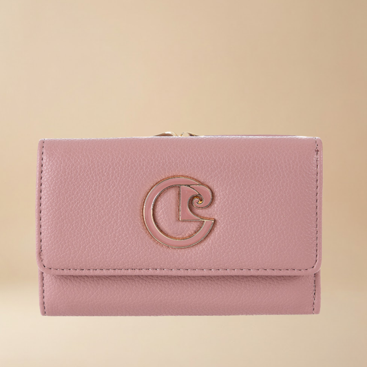 Pierre Cardin small nude pink eco leather wallet with a gold-tone metal logo - Skai Skai Malta