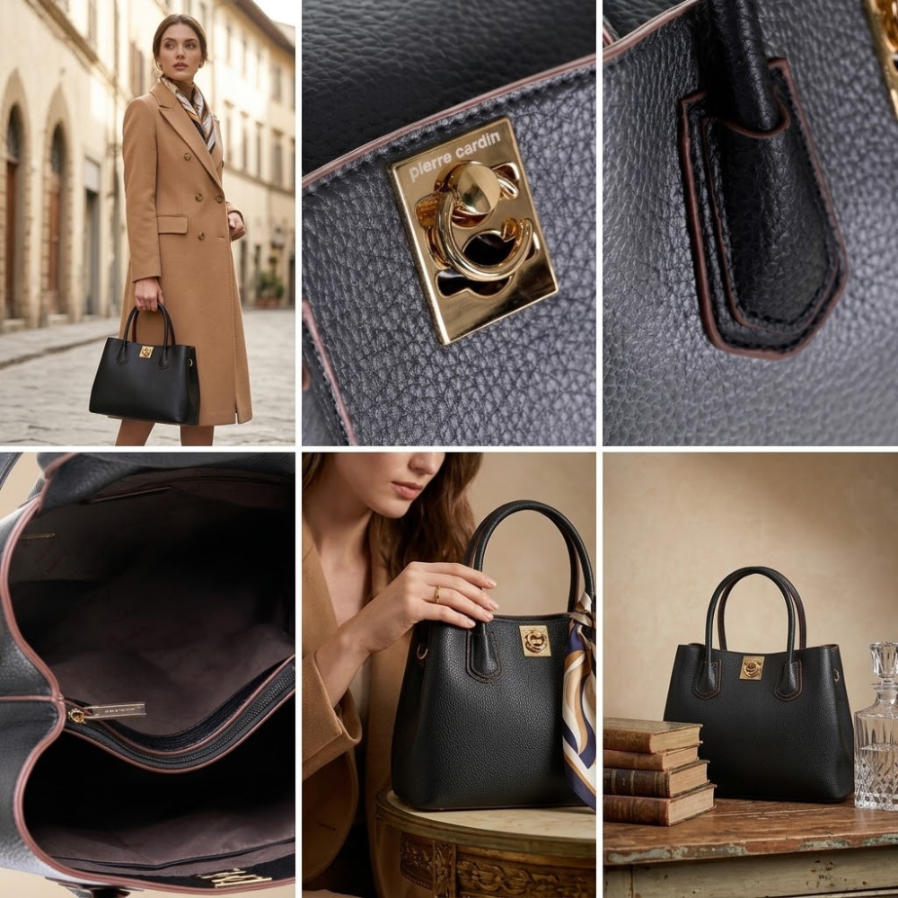 Pierre Cardin “Marcella” Structured Eco-Leather Shoulder Bag