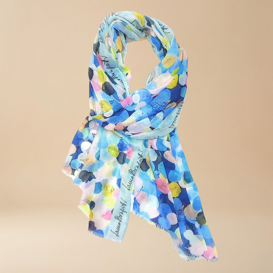 Laura Biagiotti colorful voile blue patterned scarf - Skai Skai Malta
