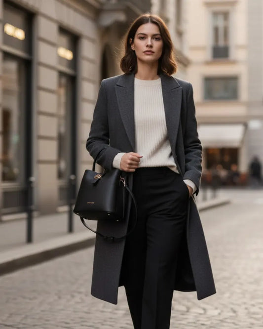 Pierre Cardin small elegant black bucket bag with a gold clasp for everyday and dinners - Skai Skai Malta