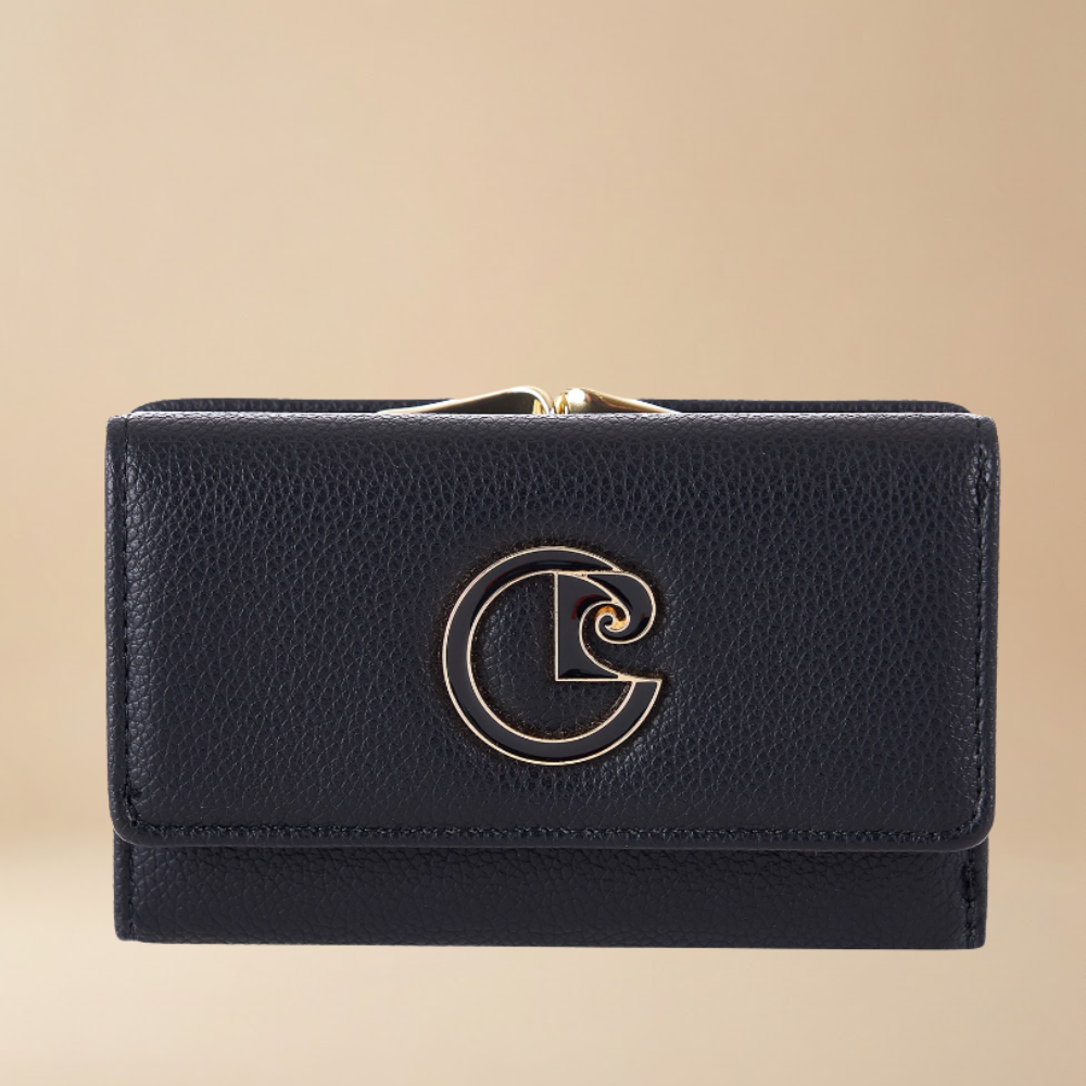 Pierre Cardin small black eco leather wallet with a gold-tone metal logo - Skai Skai Malta