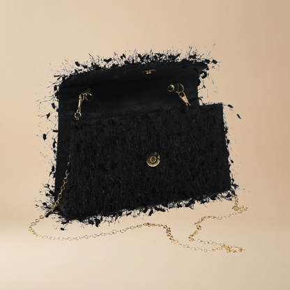 Le Kikke “Velour Nuit” Fringe Clutch