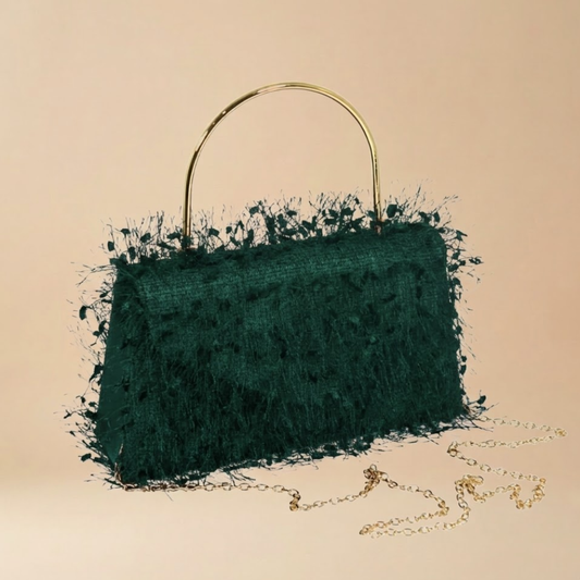 Le Kikke “Velour Nuit” Fringe Clutch