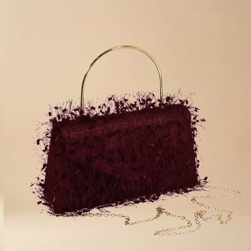 Le Kikke “Velour Nuit” Fringe Clutch