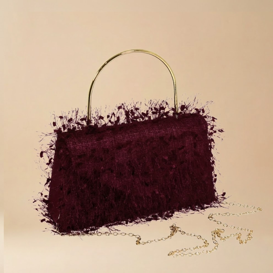 Le Kikke “Velour Nuit” Fringe Clutch
