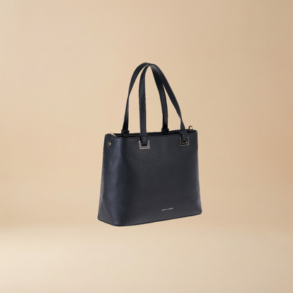 Pierre Cardin structured black pebbled eco leather tote bag with dual top handles and small gold-tone hardware - Skai Skai Malta