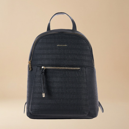 Pierre Cardin black textured leather backpack with gold-tone hardware - Skai Skai Malta