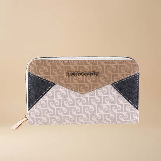 Pierre Cardin “Geometria Monogramma Mini” Eco-Leather Zip Wallet