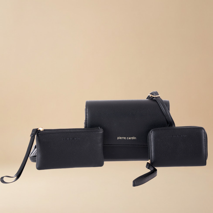 “Trio Chic” 3-Piece Shoulder Bag, Clutch & Purse Set