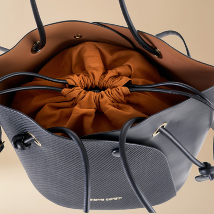 Pierre Cardin “Intreccio Urbano” Mixed-Material Shoulder Bag