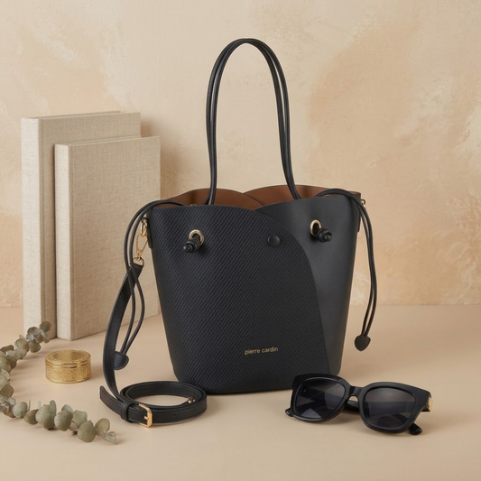 Pierre Cardin “Intreccio Urbano” Mixed-Material Shoulder Bag