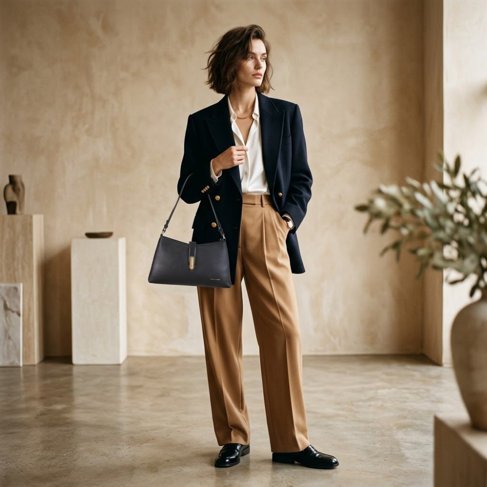 Pierre Cardin “Silhouette” Slim Eco-Leather Shoulder Bag