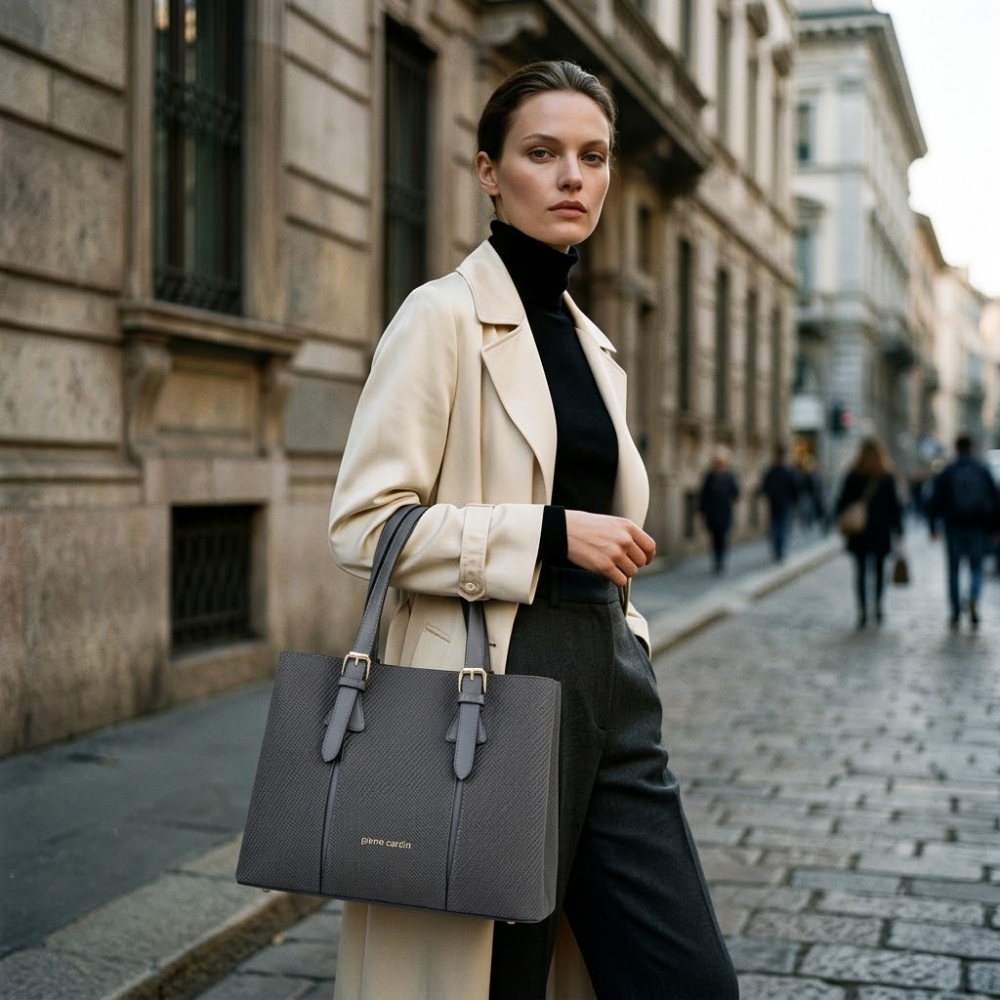 Pierre Cardin “Linea Nova” Mixed-Material Shoulder Bag