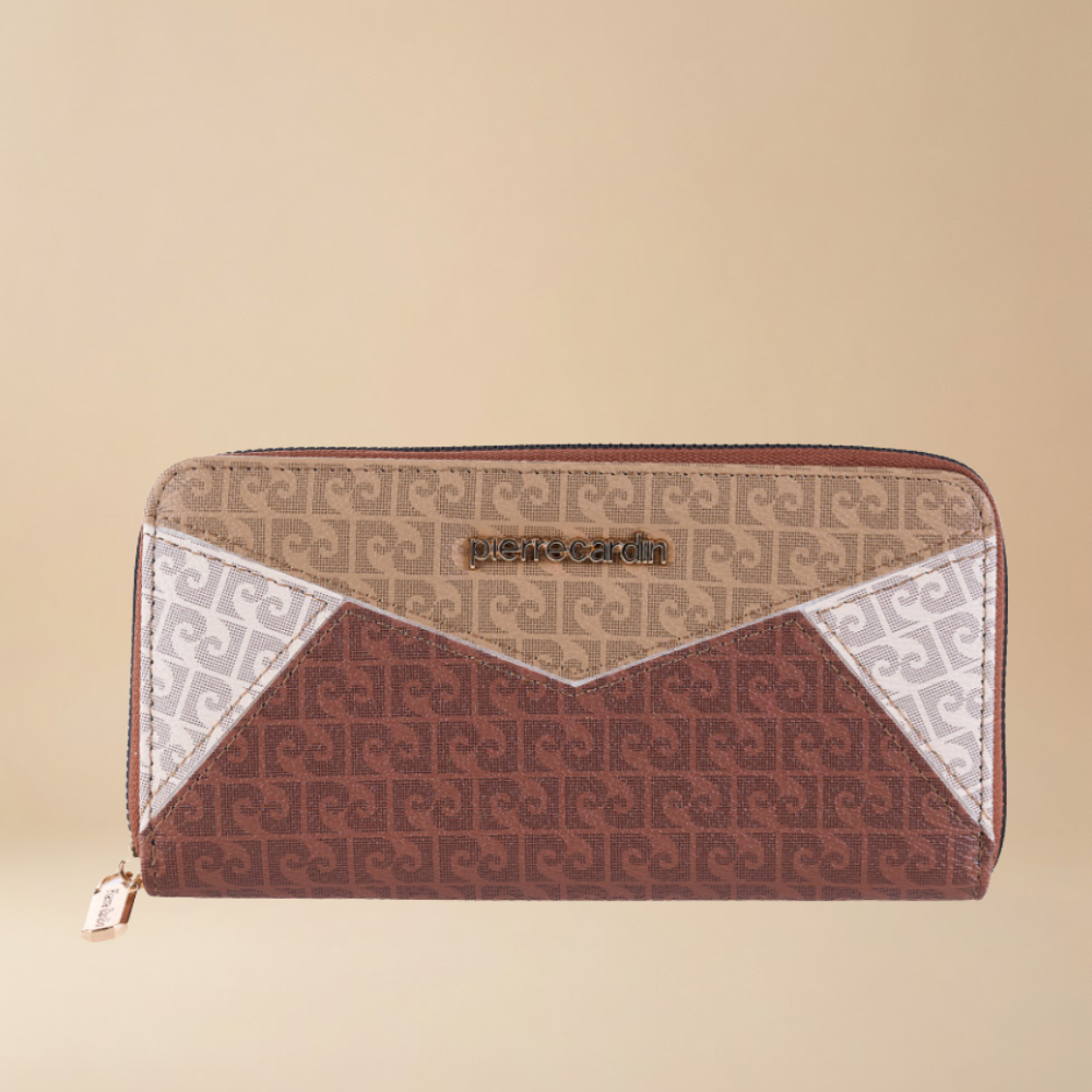Pierre Cardin “Geometria Monogramma” Eco-Leather Zip Wallet